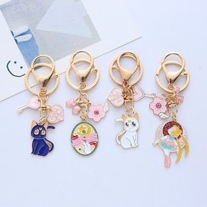Porte-clés en métal Sailor Moon <span class=keywords><strong>Luna</strong></span> Cat créatif, mignon, dessin animé, pour couple, pendentif de voiture, accessoire de sac à dos - Product Image 1