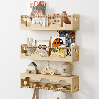 Lot de 3 étagères murales modernes en bois de pin, design festonné, pour salle de bain, cuisine, salon - Rangement robuste