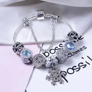 Mode bling bling Schneeflocken Flower Charm Armband Glasperlen Herz Stil Armreif für Frauen und Kinder