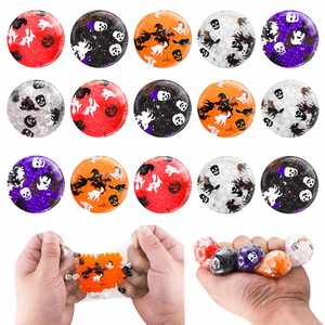 ลูกบอลบีบเล่นบรรเทาความเครียด TPR ยอดนิยมสำหรับฮาโลวีน ประดับเลื่อมและเม็ดน้ำ, ลูกบอลบีบเม็ดสีสำหรับเทศกาลผี, ของเล่นฟิดเจ็ต - Product Image 6