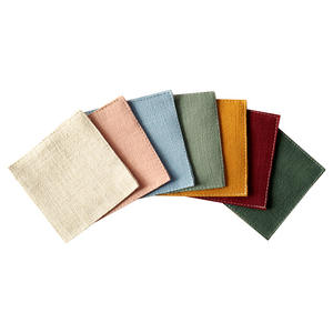 แผ่นรองแก้วชาผ้าลินินคอตตอนทรงสี่เหลี่ยม สีพื้น ป้องกันความร้อน ใช้ในบ้าน สีแอพริคอต สีงา สีเขียวถั่ว สีเหลืองขิง สีแดงไวน์ สีเขียวเข้ม - Product Image 5