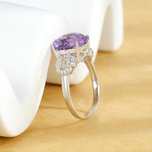 YBO 10MM Cushion <strong>Millennium</strong> Cut Natural Amethyst Gemstone 925 Sterling Silver Fine Jewelry Finger <strong>Rings</strong> for Wedding or Party - Product Image 3