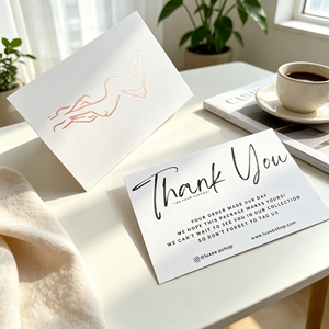 Wholesale Custom Logo Rose Gold Hot Stamping Thank You <b>Cards</b> Matte White Paper <b>Gift</b> Appreciation <b>Cards</b> For Clothing Cosmetic - Product Image 1