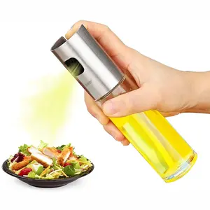 Vente en gros 100ml pompe à pression manuelle pulvérisateur d'huile d'olive en verre vinaigre distributeur de bouteilles pour outil de cuisine cuisine salade barbecue