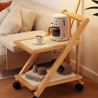 Table basse en bambou moderne et minimaliste, tendance, avec roulettes, mobile, pour salon, chambre, salle à manger, table d'appoint, table de chevet
