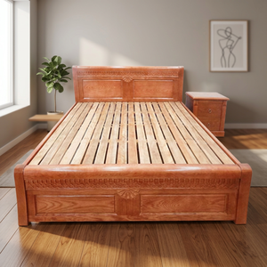 1.8m Modern Vintage Russian <b>Oak</b> Solid Wood Bed with 250-450kg Load Capacity for All Ages Soft Home Furniture for Bedroom Use - Product Image 2