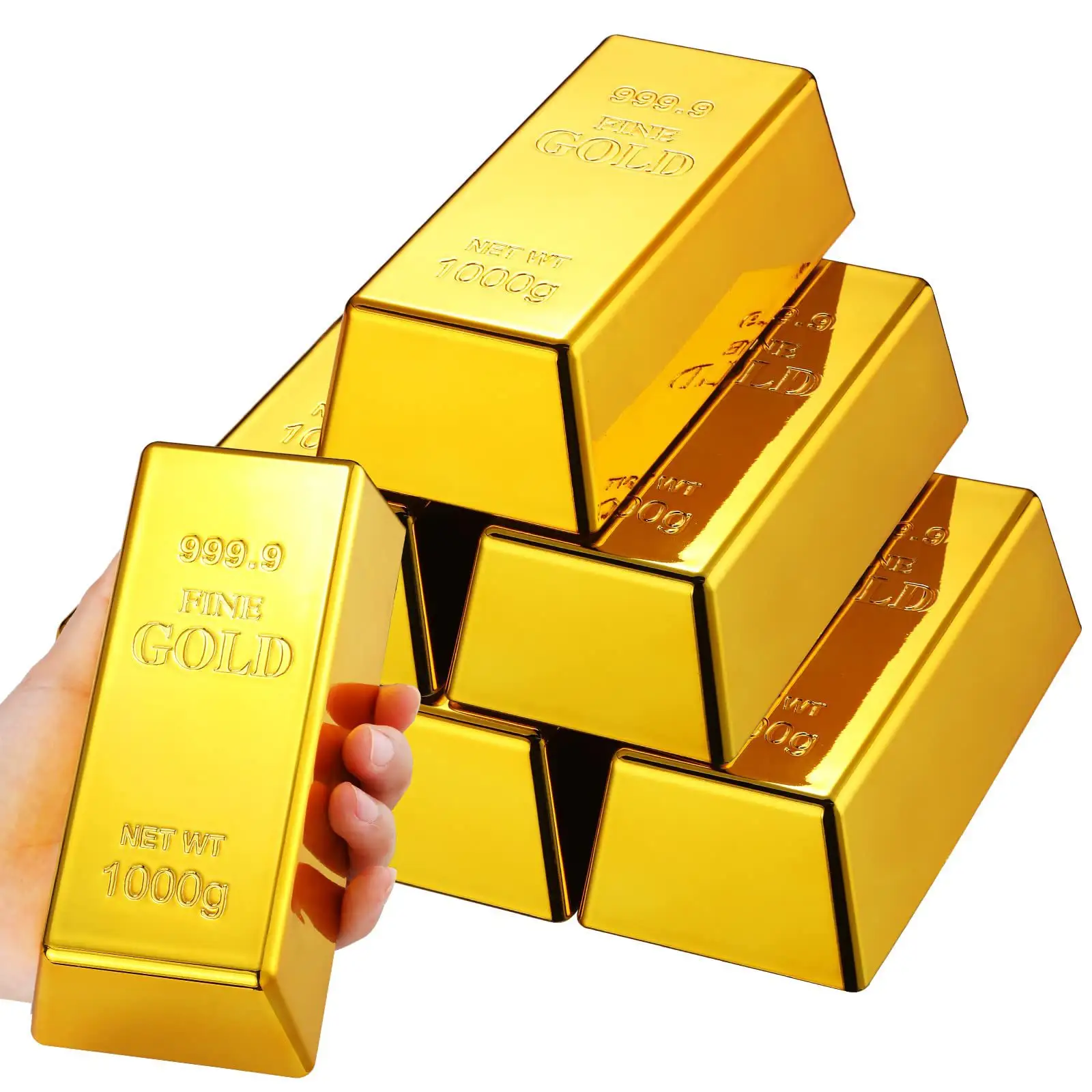 Versand bereit 24 Karat Gold Simulation Kunststoff Galvani sieren Hohl Goldbarren Requisiten Ornamente Dekoration Gold Ziegel Spielzeug