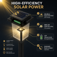 Lampes solaires de jardin du crépuscule à l'aube, étanches, LED 3000K, carrées cannelées, pour l'aménagement paysager extérieur