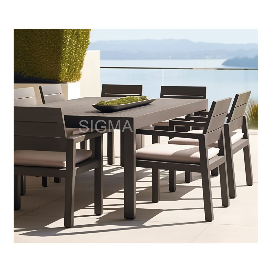 2023 Cheap Wholesale High Quality Metal Frame Base Patio Set Centre Dining Table Rectangle Furniture Garden 4 6 8 10 Chair