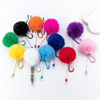 Porte-clés en peluche à boule de fourrure écologique, nouveau style, directement de l'usine, avec perles, cadeaux pour enfants, promotion étudiante