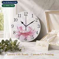Jam Dinding Tanpa Bingkai PVC Cetak UV Definisi Tinggi Pola Seamless Gaya Art Deco Gantung 9,9 Inci Desain Kustom Yu-Bright Silent