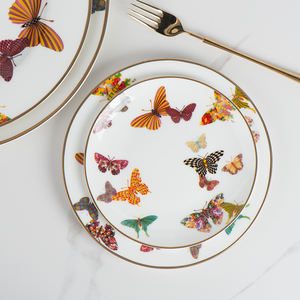 <span class=keywords><strong>Service</strong></span> de <span class=keywords><strong>vaisselle</strong></span> en porcelaine de haute qualité, assiettes de présentation en porcelaine fine avec motif de papillon coloré, <span class=keywords><strong>vaisselle</strong></span> de table pour événements et mariages - Product Image 2