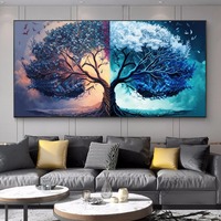 Peinture sur toile abstraite de l'arbre de vie fantastique, affiches et impressions de paysages d'arbres colorés modernes pour la décoration de salon et de la maison