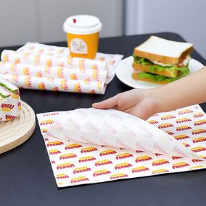 Papier d'emballage alimentaire biodégradable écologique personnalisé pour la charcuterie, les hamburgers, les sandwichs, le pain avec impression de logo - Product Image 1