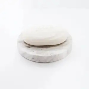 Hot Sale Bathroom Natural White Marble Stone Shower Bar Soap Tray Hotel Single Soap Dish