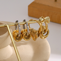 Boucles d'oreilles créoles en acier inoxydable, anneaux circulaires, boucles d'oreilles bicolores argent et or plaqué, boucles d'oreilles créoles épaisses pour femmes