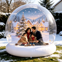 Globe de neige gonflable géant de taille humaine, dôme transparent avec pingouin et igloo