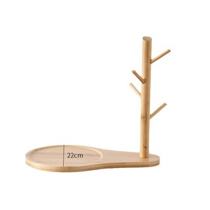 Bamboo Wood Gourd Branch Tray Ornament 9x27cm Rectangular Wall Mounted Key Storage Home Entryway Decor Polished Finish - Product Image 2