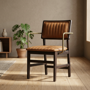 Modern Brown PU Leather Upholstered Dining <b>Chair</b> Wooden Frame Quilted Seat <b>Back</b> for Restaurant Furniture Use MUTLU PARTNERS - Product Image 2
