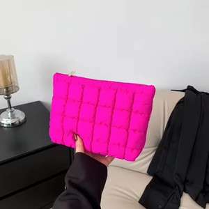 Women Cosmetic Quilted Bag Square Portable Makeup <b>Storage</b> Clutch Bags Simple Girl Lipstick <b>Toiletry</b> Organizer Small Handbag - Product Image 1