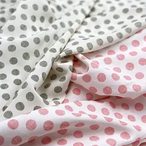 Wholesale lovely green pink line polka dots kids acetate spun rayon viscose printed fabric