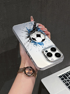 <span class=keywords><strong>Coque</strong></span> de protection antichoc pour iPhone <span class=keywords><strong>avec</strong></span> motif ballon de football et filet, cadre électroplaqué, compatible <span class=keywords><strong>avec</strong></span> les modèles 17/16/15/14/13 ProMax - Product Image 5