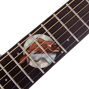 Guitare acoustique folk 40 pouces avec table en épicéa massif brillant et incrustation sur la touche - Product Image 4