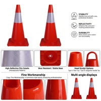 Cône de signalisation routière SMT incassable en PVC de 60 cm, monobloc, à rebondissement, pylon de sécurité résistant aux intempéries, orange fluorescent haute intensité