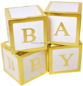 Gold Box Transparent Name Age Box Girl Boy Baby Shower Decorations Baby 1st 1 One Birthday Party Decor Gift Babyshower Supplies