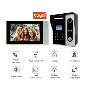 Tuya Home Videofone Smart 7" Color Video Porta Telefone Impressão digital Rosto Identificação Senha Desbloqueio Video Porta Telefone Tomadas de fábrica