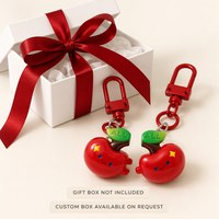 Vente en gros de pendentifs porte-clés magnétiques personnalisés en résine, motif paires de cerises, style dessin animé, fruits mignons, pour cadeaux en gros et accessoires de porte-clés