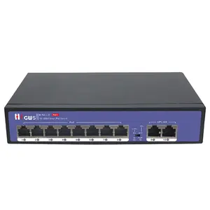 HZGWS China factory 8*10/100M POE Ports with 2* Uplink Ports Ethernet Intelligent POE Switch