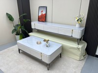 Meuble TV convertible moderne de luxe léger et simple, table basse combinée, support mural en micro-cristal pour salon et appartement