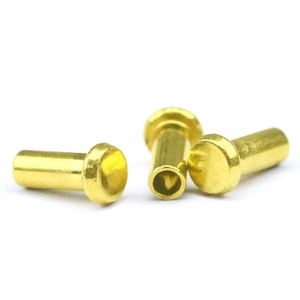 Fabricant chinois Saitoong ST-0033, rivets en laiton à tête bombée semi-tubulaire, certifiés ISO9001, finition brillante durable, personnalisables - Product Image 3