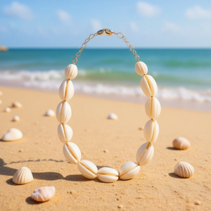 Collana con conchiglie, 14 perle, stile collare, gioielli alla moda per donna - Product Image 1