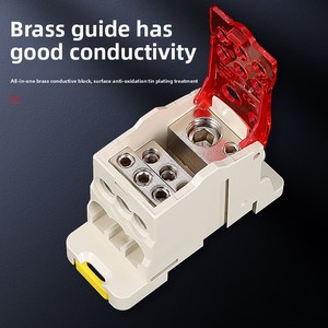 UKK80A <span class=keywords><strong>Bornier</strong></span> <span class=keywords><strong>de</strong></span> terre Boîte à bornes <span class=keywords><strong>de</strong></span> rail <span class=keywords><strong>de</strong></span> guidage avec séparateur <span class=keywords><strong>de</strong></span> fil et bande <span class=keywords><strong>neutre</strong></span> Connexions une entrée et six sorties - Product Image 6