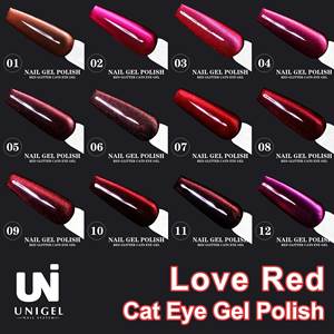 Para Unigel Venta al por mayor Festival Cat Eye UV <span class=keywords><strong>Gel</strong></span> <span class=keywords><strong>Polish</strong></span> Set Love Red Reflective Magnetic <span class=keywords><strong>Polish</strong></span> para gatos - Product Image 2
