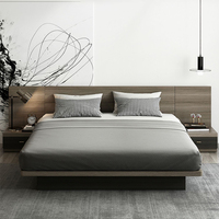 Lit Japonais, Sommier Plateforme Solide Tatami Cadre Double Lit King Size en Bois Meuble de Chambre