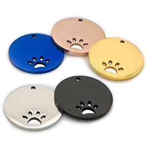 Etiqueta de nombre de identificación de Mascota de 2,5/3 CM, pata de perro calada interior redonda, acero inoxidable, grabado personalizado, placa de identificación de gato, colgante, joyería - Product Image 3