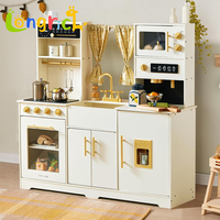 Nouvelle Cuisine de Jeu Tendance pour Enfants en Bois, Jeu d'Imitation Montessori avec Système de Rangement pour Jouets