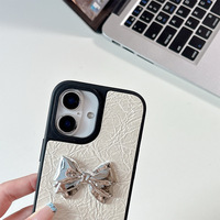 Étui de téléphone à rabat en PU couleur unie avec miroir pour iPhone 17 Pro Max, coque rigide de luxe avec nœud pour iPhone 16 15 18, designs personnalisés pour femmes