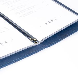 Couverture de menu personnalisée en cuir PU avec bande élastique, style couverture de livre, menus pour restaurant - Product Image 5