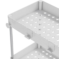 Chariot de rangement à 3 niveaux en acier inoxydable avec étagères coulissantes - Chariot utilitaire roulant pour salle de bain, cuisine et salon