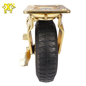 Gold verzinkte Hochleistungs-pneumatische Schwenk platte Rad rolle 6 Zoll 8 ''10IN Gummi-Luftreifen Rollen - Product Image 4