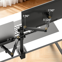 Support de bureau réglable en hauteur pour ordinateur portable Khcoohoo, support de moniteur double pivotant pour écrans de 13 à 27 pouces, support de moniteur en acier noir en stock