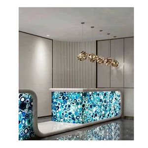 <span class=keywords><strong>Dalle</strong></span> composite en agate bleue Dalles de pierre semi-précieuse bleue <span class=keywords><strong>Dalle</strong></span> d'agate Pierre de cristal - Product Image 5