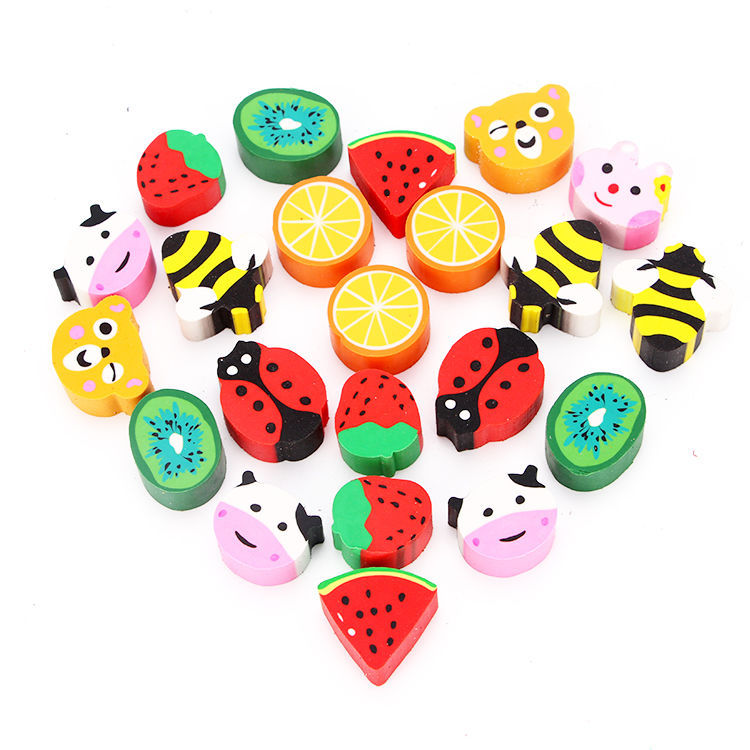 Оптовая продажа, милый мультяшный ластик, ластик с 24 фруктами, ластик-карандаш с животными, канцелярские принадлежности для смешанных сочетаний