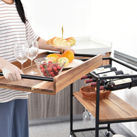 Carrito de Cocina Móvil de Diseño Personalizado, Carrito de Cocina de 3 Niveles, Organizador Giratorio, Estante para Vino, Carrito de Servicio