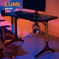 Bureau d'ordinateur en verre moderne BLD01-147 Bureau de jeu noir RGB avec LED Table de jeu PC