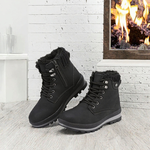 Bottes d'hiver pour hommes, dessus en fourrure et cuir, doublure en velours, bottes à la cheville légères, antidérapantes, chaudes, chaussures d'extérieur - Product Image 3